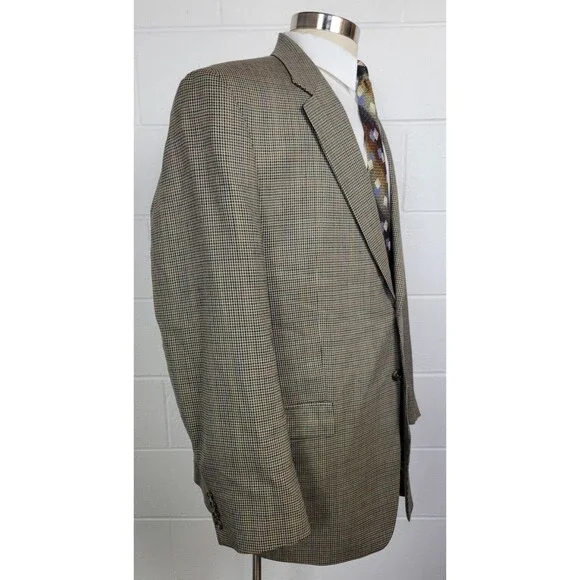 Ralph Lauren Mens Wool Houndstooth Check‎ Sport Coat Jacket 48L